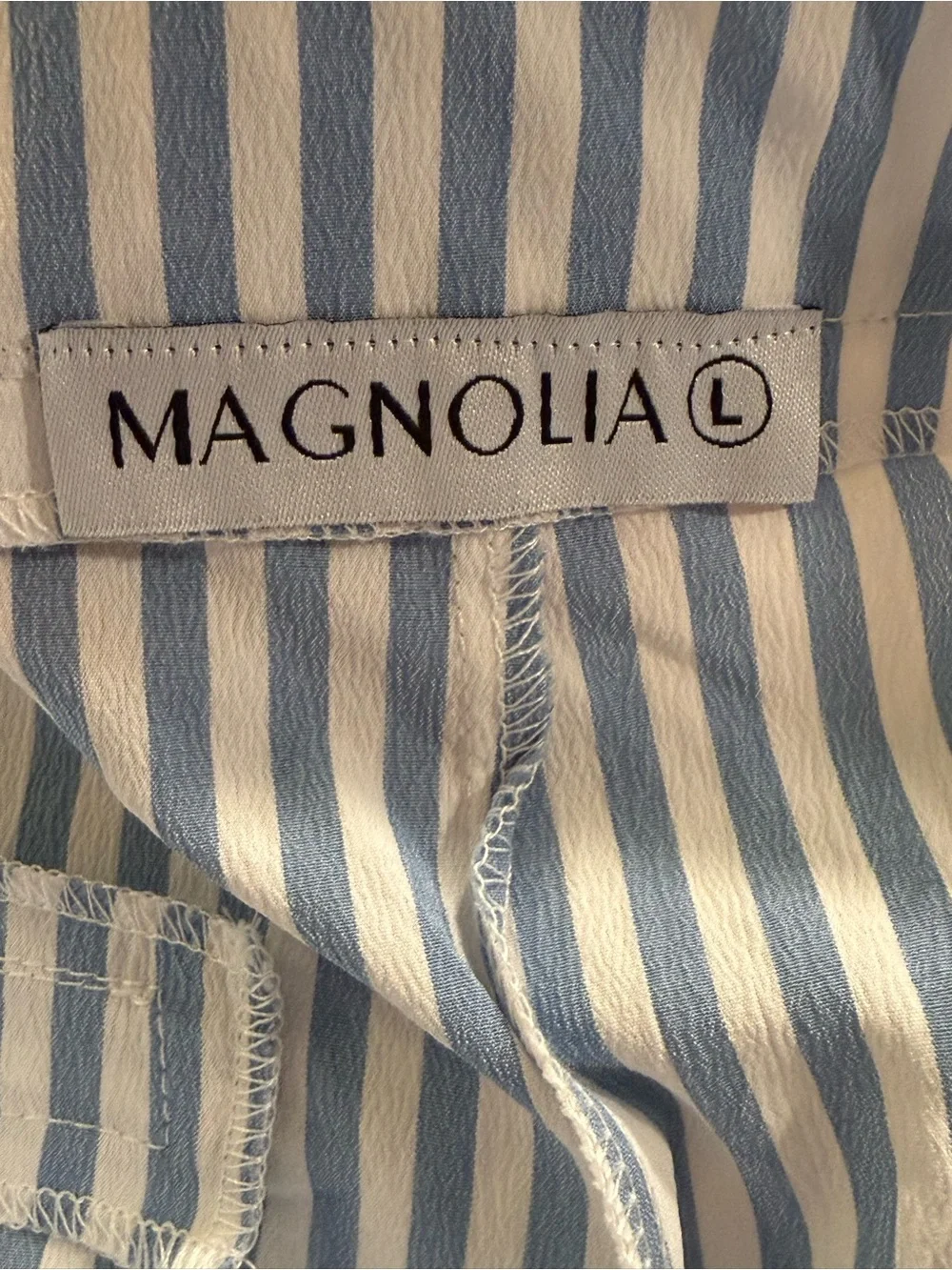 Magnolia Blue & White Striped Matching Set – Halter Top + Tailored Shorts Sz M/L
